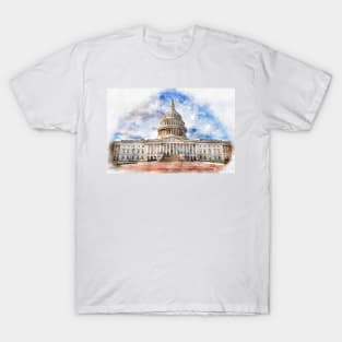 United States Capitol in Washington DC Watercolor Pastel - 03 T-Shirt